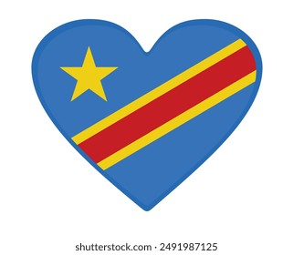 
Democratic Republic of the Congo flag heart shaped. vector