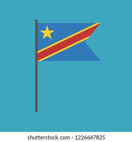 Democratic Republic of the Congo flag icon in flat design. Independence day or National day holiday concept.