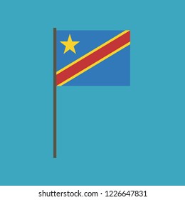 Democratic Republic of the Congo flag icon in flat design. Independence day or National day holiday concept.