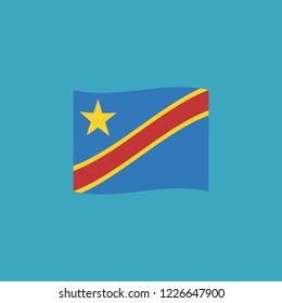 Democratic Republic of the Congo flag icon in flat design. Independence day or National day holiday concept.