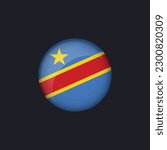Democratic Republic Congo flag icon,Round Democratic Republic Congo flag icon vector isolated, Democratic Republic Congo flag button.