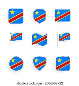 Democratic Republic of the Congo Flag Icons Set