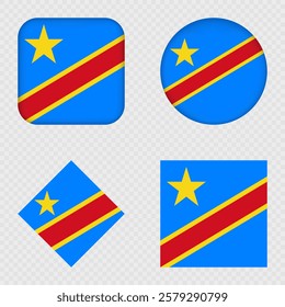 Democratic Republic of the Congo Flag Icons Pack. Vector illustration.