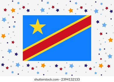 Democratic Republic of the Congo Flag Independence Day Celebration With Stars