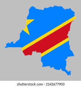 Democratic Republic Of The Congo Flag Inside The DRC Map Borders Vector Illustration 