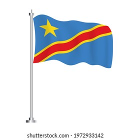 Demokratische Republik Kongo-Flagge. Isolated Wave Flag of Congo Country. Vektorgrafik. Unabhängigkeitstag.