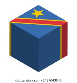 Democratic Republic of the Congo flag - isometric 3D cube isolated on white background. Vector object.