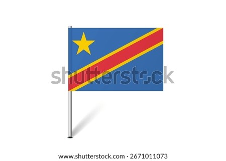Democratic Republic of the Congo flag - map pin flag representing a country cultural identity and heritage. The essence of national pride and unity. Map pin flag stuck in a white background