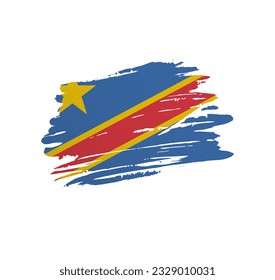 Democratic Republic of the Congo flag - nation vector country flag trextured in grunge scratchy brush stroke.
