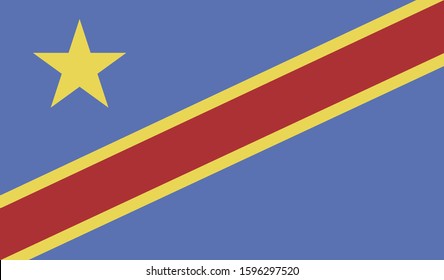 Democratic Republic of Congo flag national African flat icon, Africa illustration vector 