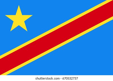 Democratic Republic of the Congo flag. National current flag, government and geography emblem. Flat style vector illustration