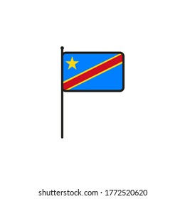 Democratic Republic of the Congo flag on white background.