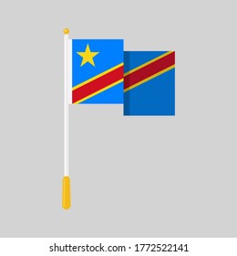 Democratic Republic of the Congo flag on gray background.