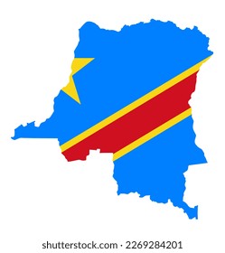 Democratic Republic of the Congo
 flag on map on transparent  background