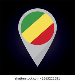 Democratic Republic Of The Congo Flag on Location Pin. vector illustration