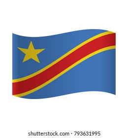 Democratic Republic of Congo flag on a gray background. Vector illustration.
