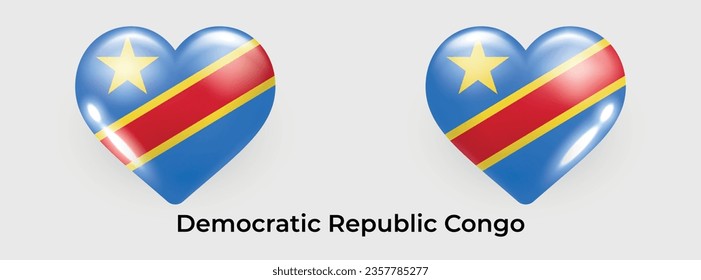 Democratic Republic Congo flag realistic glas heart icon vector illustration