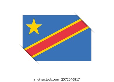 Democratic Republic of the Congo flag - rectangle colorful flag representing a country cultural identity and heritage. The essence of national pride and unity. Attached by the corners in a paper album