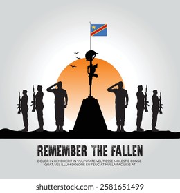 Democratic Republic of the Congo flag in remember the fallen flag for morning sun and army design