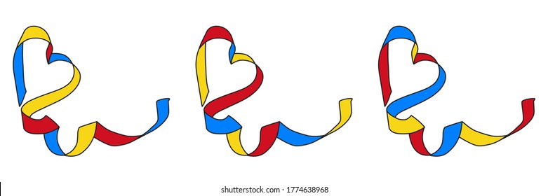 Democratic Republic of the Congo flag ribbons heart on white Background, vector illustration.
