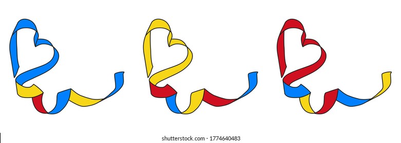 Democratic Republic of the Congo flag ribbons heart on white Background, vector illustration.