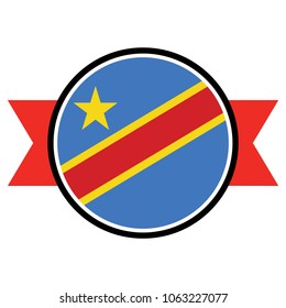 Democratic Republic Congo flag in round button of icon. flag logo of Democratic Republic Congo emblem isolated on white background.