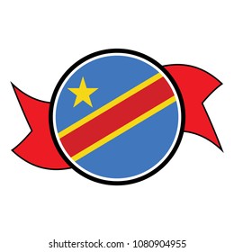 Democratic Republic Congo flag in round button of icon. flag logo of Democratic Republic Congo emblem isolated on white background.