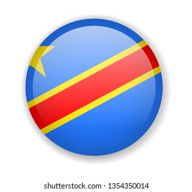 Democratic Republic of Congo flag round bright icon vector Illustration