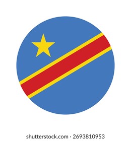 Die Flagge der Demokratischen Republik Kongo ist kreisförmig, Vektorgrafik.