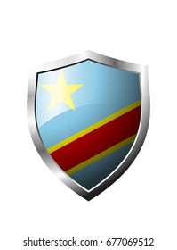 Democratic Republic of Congo flag Shield sign vector
