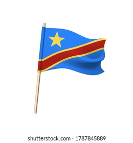 Democratic Republic of the Congo flag. Star and red diagonal stripe in yellow border on blue background. Vector illustration