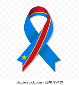 Democratic Republic of the Congo flag stripe ribbon vector illustration on a transparent background vector image (PNG).