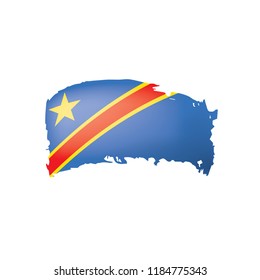 Democratic Republic of the Congo flag, vector illustration on a white background.