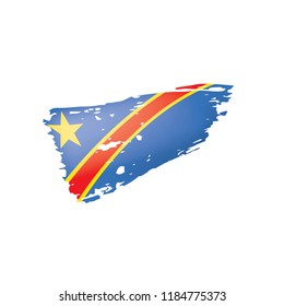 Democratic Republic of the Congo flag, vector illustration on a white background.