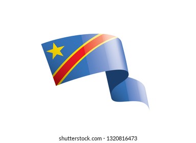 Democratic Republic of the Congo flag, vector illustration on a white background