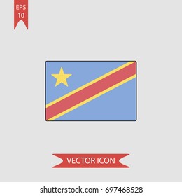 Democratic republic of congo flag vector icon, illustration symbol