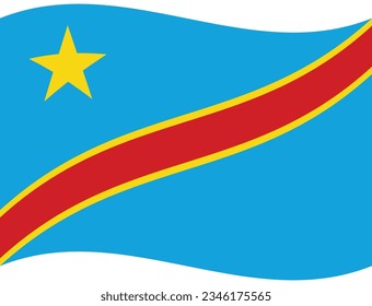 Ola de la bandera de la República Democrática del Congo. Bandera de la República Democrática del Congo. Bandera del Congo 