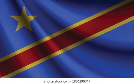 Bandera de la República Democrática del Congo ondeando. antecedentes de diseño patriótico y nacional. ilustración vectorial 
