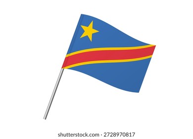 Demokratische Republik Kongo Flagge - wellige Flagge des Landes, kulturelle Identität und Erbe. Stellt Nationalstolz und Einheit dar. Vektorfahne einzeln auf weißem Hintergrund.