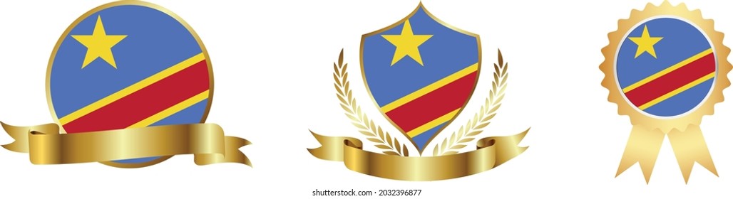 Die Flagge der Demokratischen Republik Kongo. Länderkarten