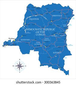 Democratic Republic of the Congo (former Zaire) map  