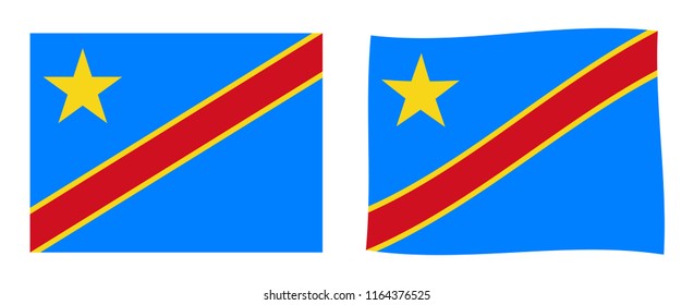 Democratic Republic of the Congo (formerly Zaire) flag. Simple and slightly waving version.