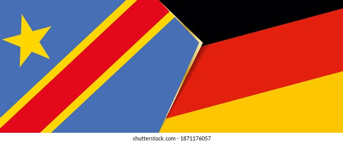 Democratic Republic of the Congo and Germany flags, two vector flags symbol of relationship or confrontation.