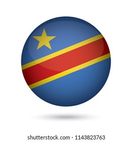 Democratic Republic of the Congo glossy round button. Vector Illustration EPS10.