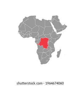 democratic republic of congo Highlighted on africa Map Eps 10