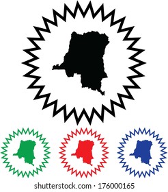 Democratic Republic of Congo Icon Illustration with Four Color Variations