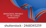 Democratic Republic of the Congo independence day 30 June flag ribbon vector poster