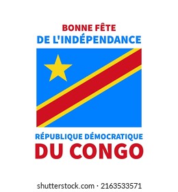 Die Demokratische Republik Kongo Unabhängigkeitstag Typografie Poster auf Französisch. Feiern Sie Ihren Nationalfeiertag am 30. Juni. Vektorvorlage für Banner, Flyer, Aufkleber, Grußkarte, Postkarte usw.