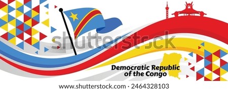 Democratic Republic of the Congo Independence Day typography poster in French. National holiday celebrate on June 30. Vector template for banner, flyer, sticker, greeting card, postcard, etc.

