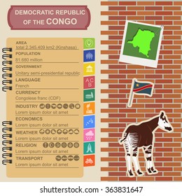 Democratic republic Congo infographics, statistical data, sights. Vector illustration
